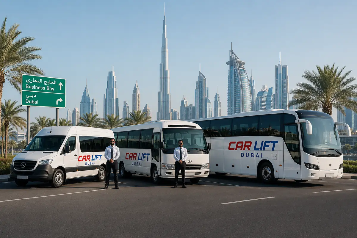 Car Lift Dubai passenger van, minibus and staff coach fleet in Business Bay