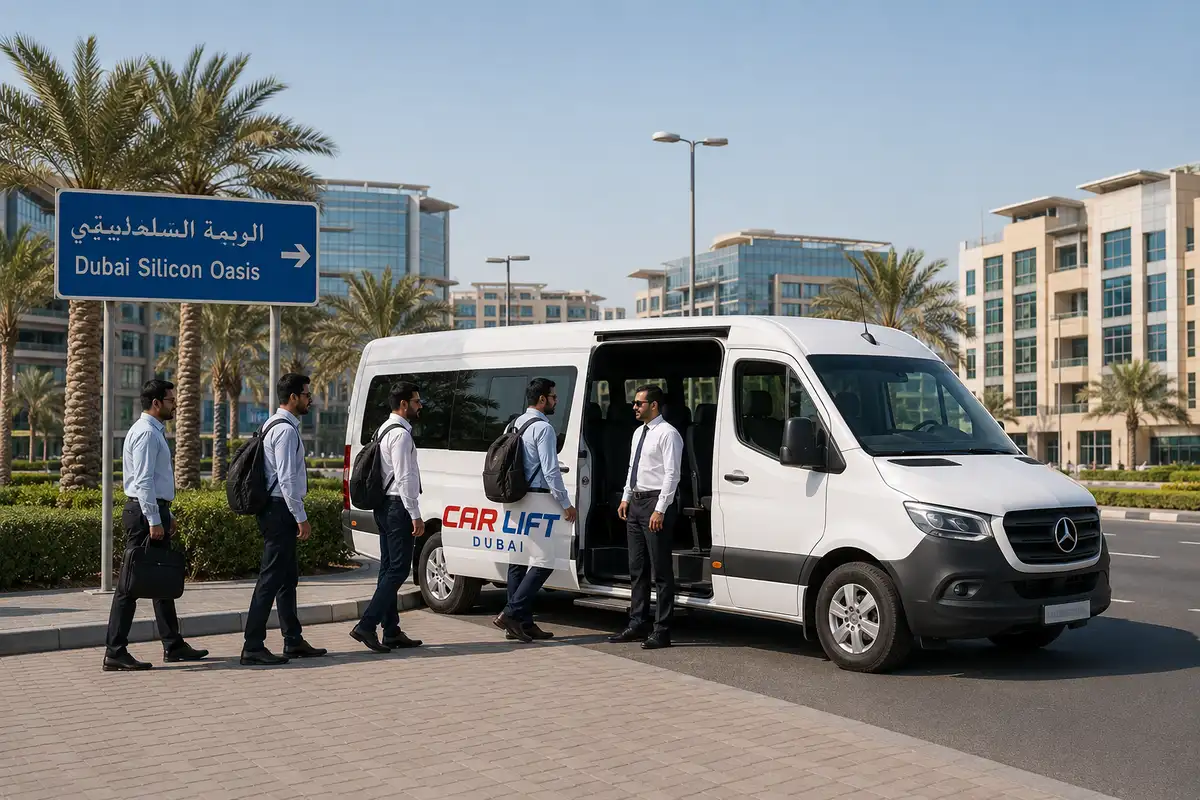 Monthly pick and drop passenger van serving Dubai Silicon Oasis
