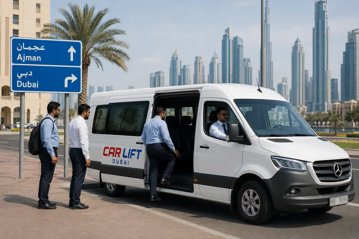 Passenger van route from Ajman toward Dubai